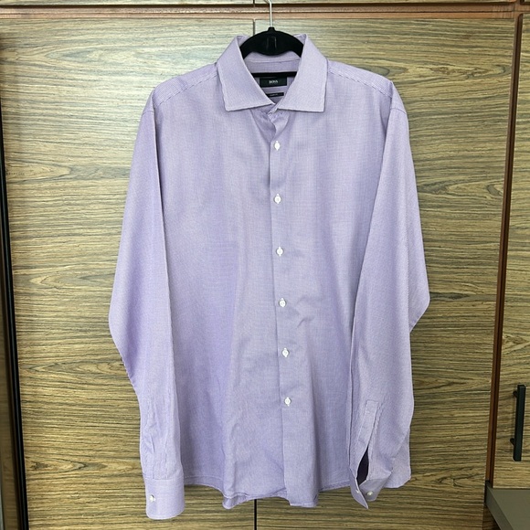 Hugo Boss Other - Hugo Boss ‘Miles’ Sharp Fit Dress Shirt in Purple Check | Size 17L